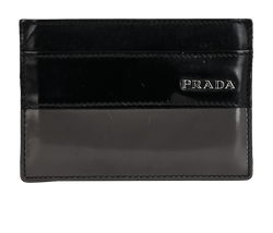Prada Logo Cardholder, Leather, Black/Taupe, MII, B, 1*